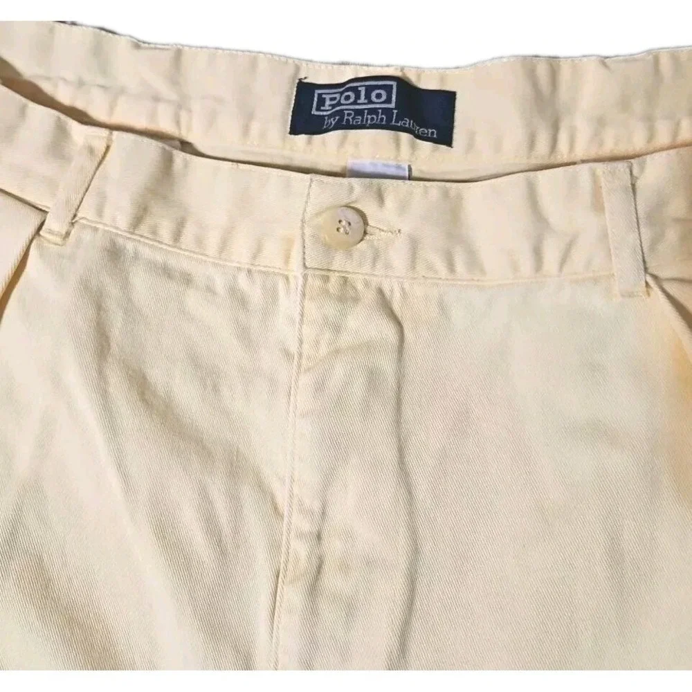Polo Ralph Lauren Yellow Pants 35x30 Cotton Chino‎ Golf Jeans Double Pleated